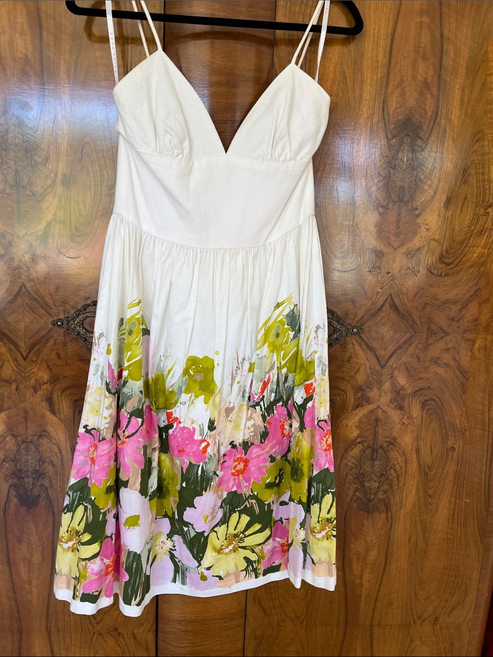 Trina Turk White with Pink and Green Floral Spaghetti Strap Sundress Size 6